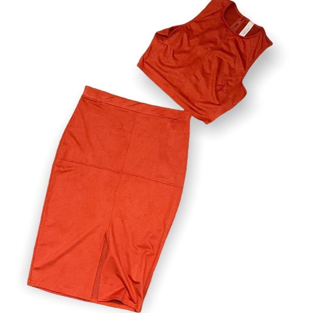 Elegant Orange Skirt Set